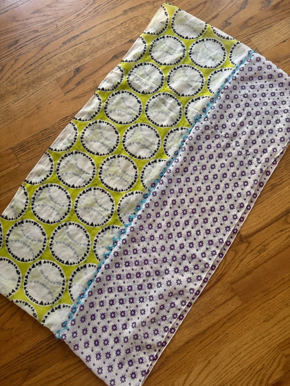 Infinity Printed Scarf in Lime Green & Lavender